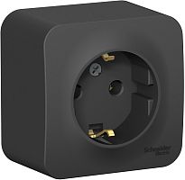 Розетка с заземлением накладная Systeme Electric Blanca 1-м. антрацит картинка